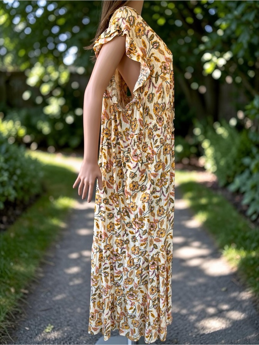 Sonoma 3X Floral Maxi Dress Button Front Pockets Boho Cottagecore - Picture 5 of 8